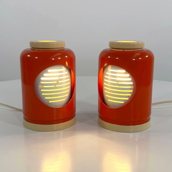 Image 1 of Orangefarbene Eclipse-Tischlampe von Goffredo Reggiani für Reggiani, 1960er Jahre