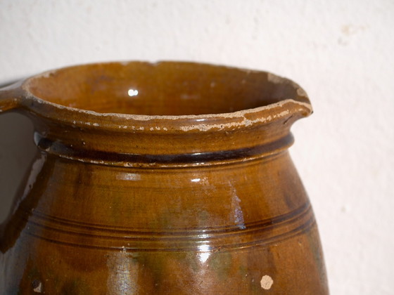 Antique folk glazed pottery jug – Central Europe, circa 1930 – Crockery, Rustic (photo 40 of 40)