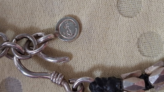 Image 1 of Verstelbare, flexibele armband van sterling zilver, geschikt voor polsen met een omtrek van 21,5 tot 23 cm.