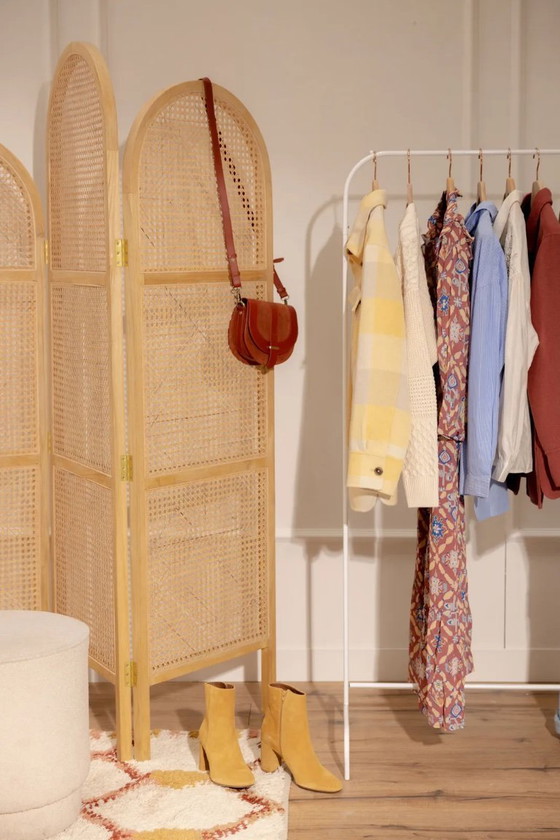 Image 1 of Paravent / Cloison de séparation en toile pour salon HK, naturel