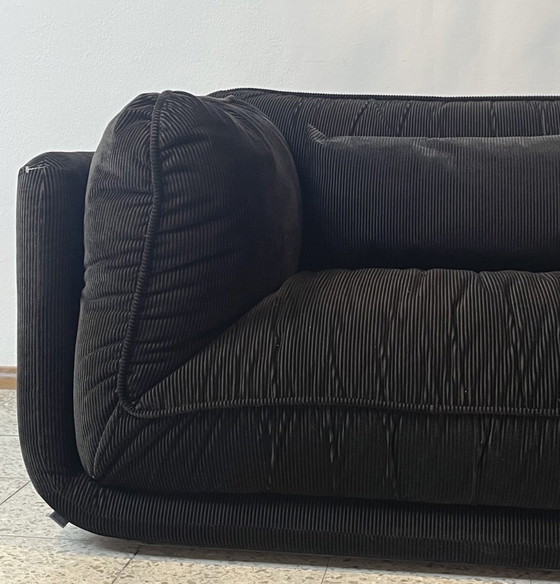 Image 1 of New Leolux Lunetta 3-Seater Sofa Black Rib Fabric