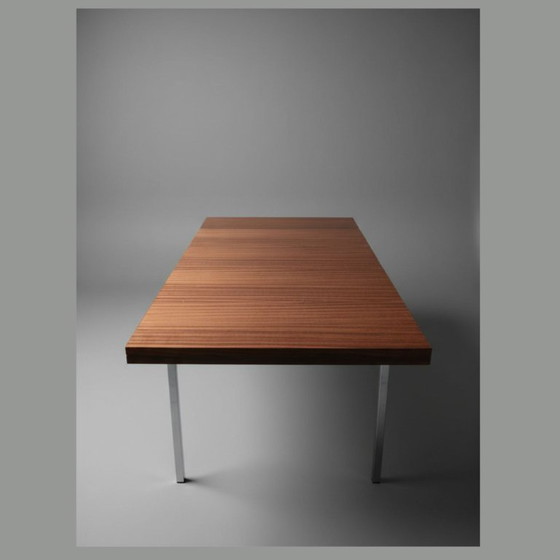 Image 1 of Pieter de Bruyne extendable dining table for AL Meubel / V-form - teak & chrome 1960s