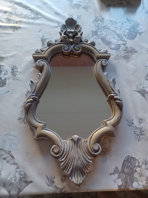 Espejo antiguo barroco con remate de 50 cm – spiegels, Glass, Plastic
