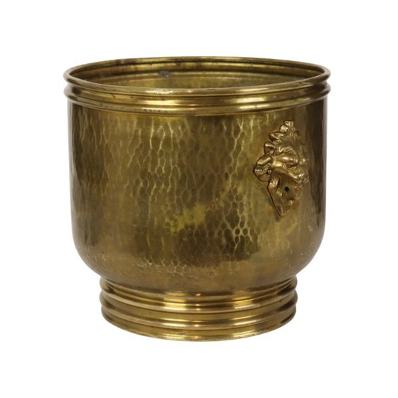Large Jardinière Flowerpot Hammered Brass Lionheads – Decorative Objects (photo 6 of 15)