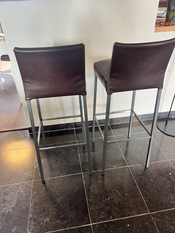 Image 1 of 6 sillas de comedor de diseño KFF, cuero genuino, opción para 2 taburetes de bar adicionales