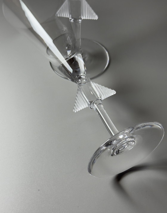 Image 1 of Paar Art Deco kristallen champagneglazen - Royales de Champagne, Frankrijk