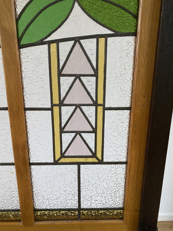 Glas In Lood Roomdivider 1920 Uit Stoomtrein Station Uit Veghel – art deco, Kamerschermen, Wood (photo 5 of 8)