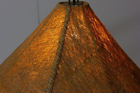 Image 1 of Lampe à arc italienne en rotin