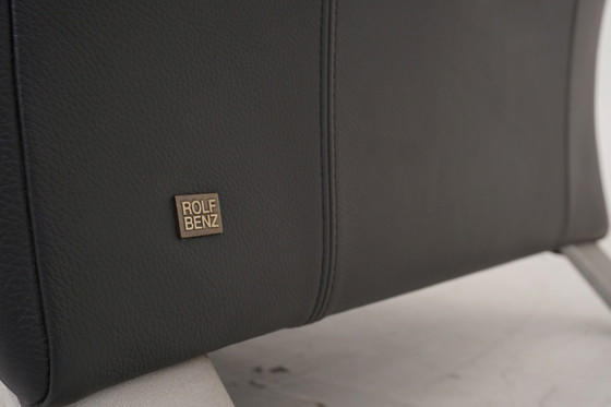 Image 1 of Rolf Benz 322 bank, tweeënhalve zitplaats, zwart leer