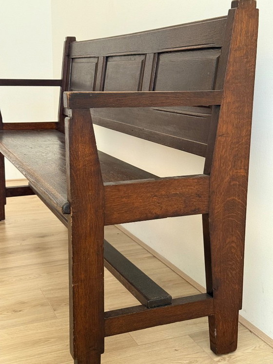Image 1 of Arts & Crafts / Amsterdam School / solid oak bench