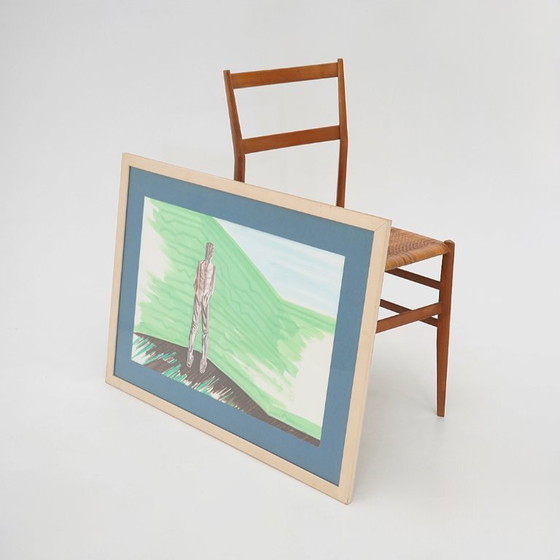 Image 1 of Mario Rossello, technique mixte sur papier, années 1970