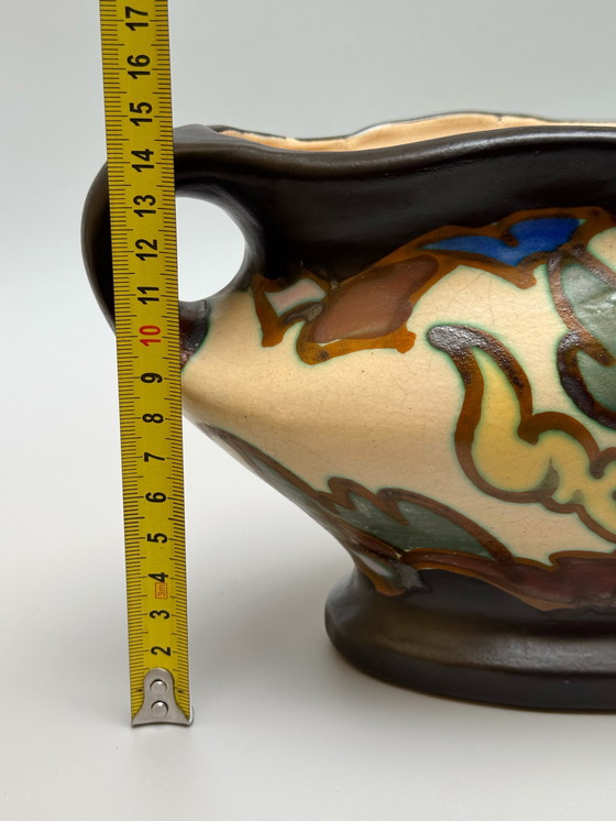 Image 1 of  Art Deco Hand-Painted Jardinière by C.M. Bergen, Belgium (c. 1920s–1930s) 