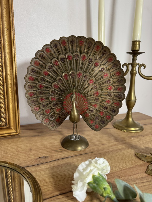 Grote decoratieve messing pauw