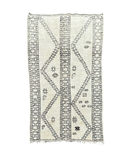 Alfombra marroquí de lana Beni Ourain de la década de 1970 
