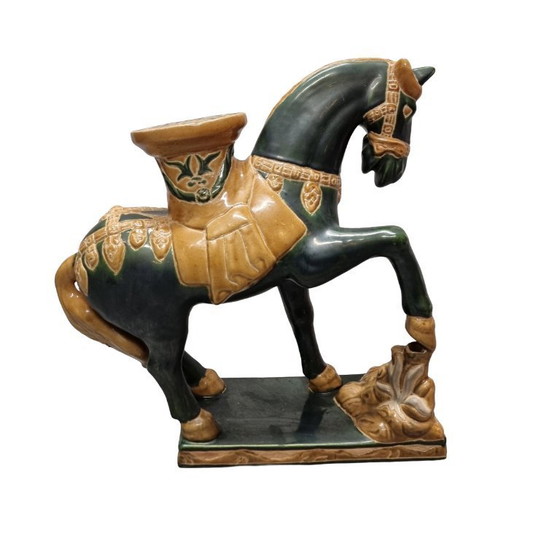 Image 1 of Tavolo vintage in ceramica con piante di cavallo