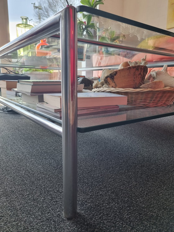 Image 1 of Glass and stainless steel coffee table
