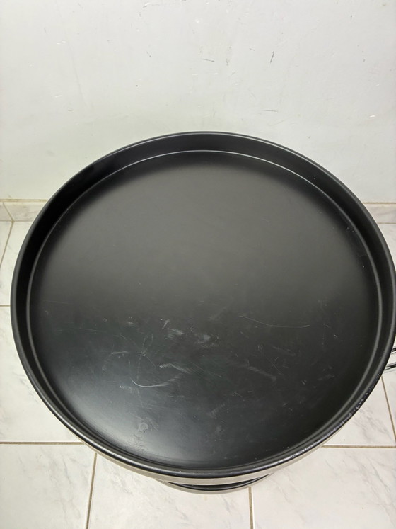 Vintage round trolley side table, Bar carts, Chrome, Plastic, Black (photo 11 of 15)