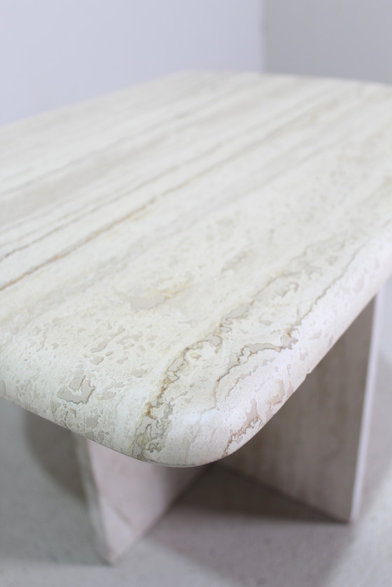 Image 1 of Vintage Travertin Salontafel, Bijzettafel - Natuursteen