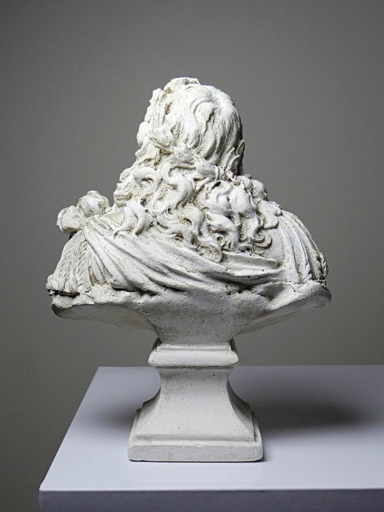 Image 1 of Small antique/vintage Louis XIV bust after Gole & Le Brun, white plaster