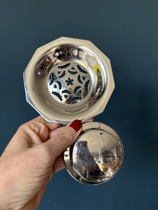 RARE! Silver-plated vintage butter press coquillor