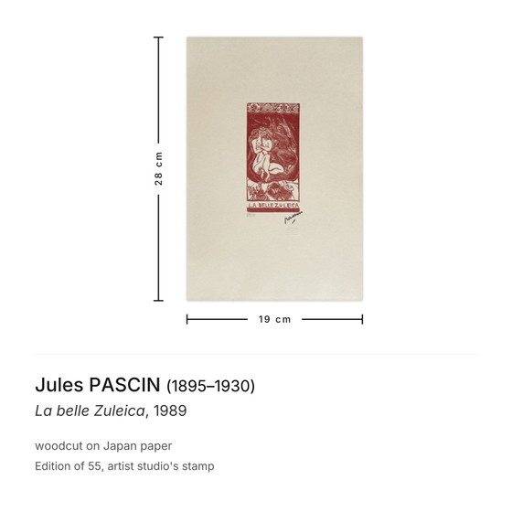 Jules Pascin Houtsnede La Belle Zuleica 1989 – Litho's & Zeefdrukken, Paper (photo 3 of 5)