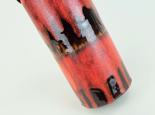 1960s 70s Vintage Scheurich Vase Model 401-28 Lava Drip Glaze Shades of Orange and Brown