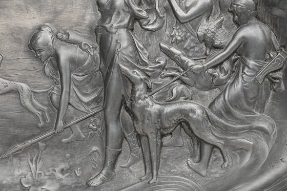 Image 1 of Piatto decorativo in stile Art Nouveau francese in latta, 1910