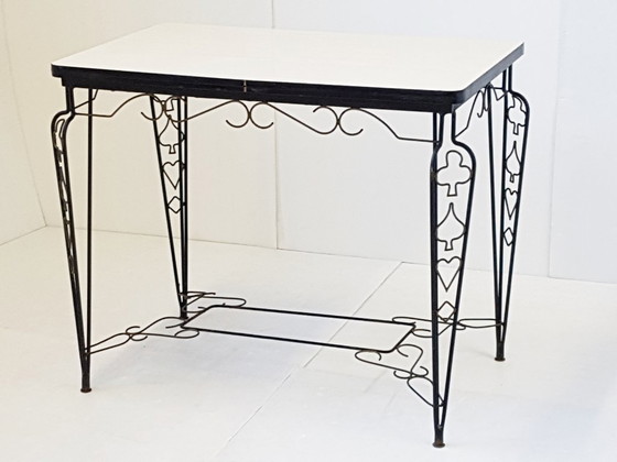 Image 1 of TABLE FORMICA PIQUE COEUR TREFLE CARREAU 1950 VINTAGE 50S ROCKABILLY 50'S