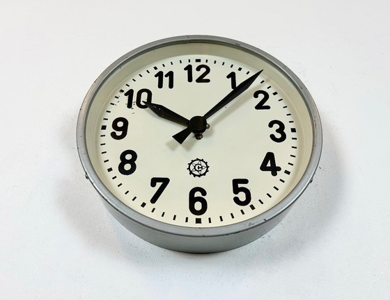 Image 1 of Grey Industrial Factory Wall Clock From Chronotechna, 1950s
