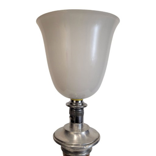 Lámpara de mesa, madera y cristal opalino, MAZDA, Art Déco, 20’s - Francia