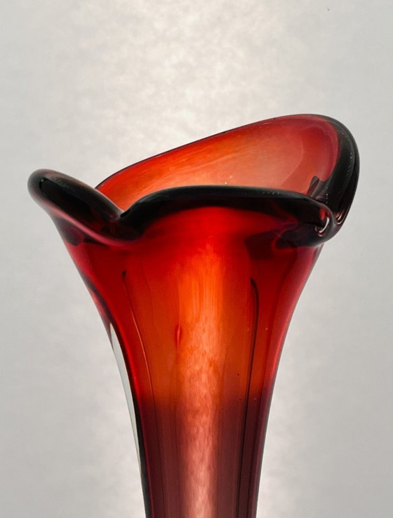 Image 1 of Retro sueco- Börne augustsson- Jarrón con huella digital - alto- rojo