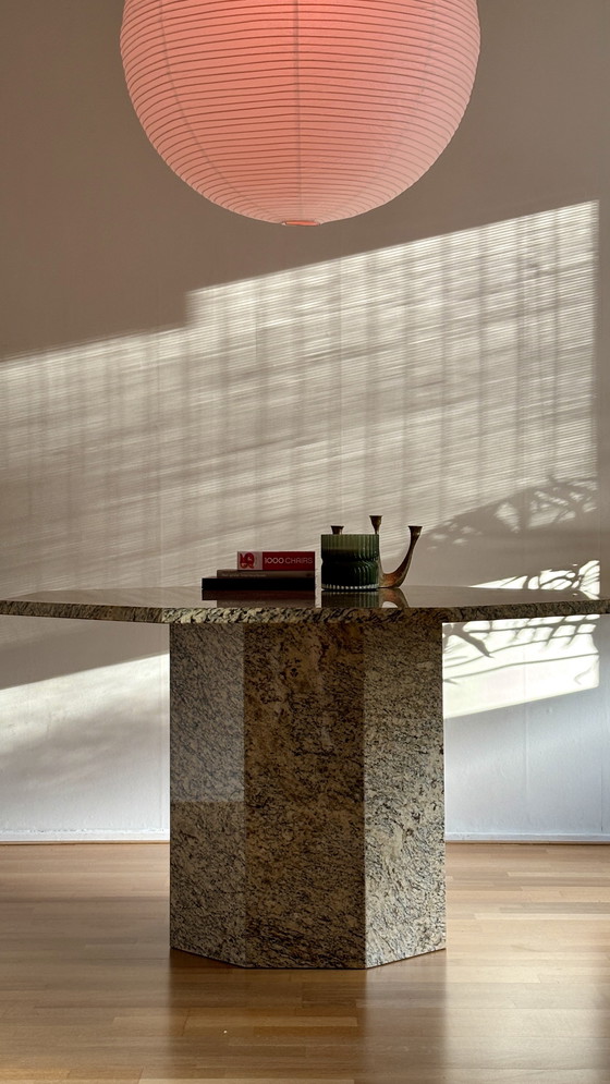 Image 1 of Vintage octagonal granite dining table | Italian design 1970s