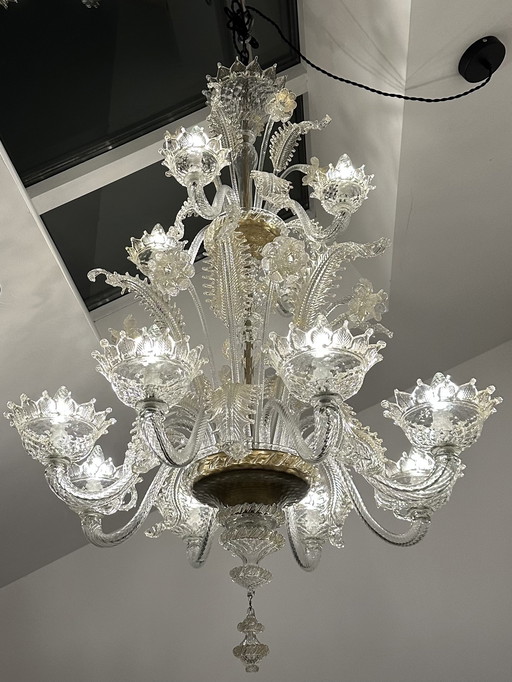 Venezianische Muranoglas-Kronleuchter mit 12 Lichtern