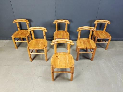 Chaises de salle à manger vintage en pin - Années 1980 - Lot de 6