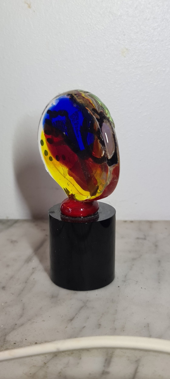 Image 1 of Murano glass Picasso head with gold leaf signed