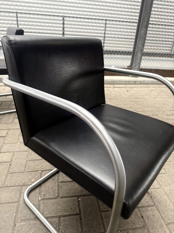 Image 1 of 6 sedie Brno di Mies van der Rohe, Fasem, in pelle nera