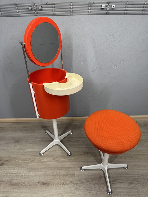 Retro Space Age dressing table with stool – Bremshey design – 1970s