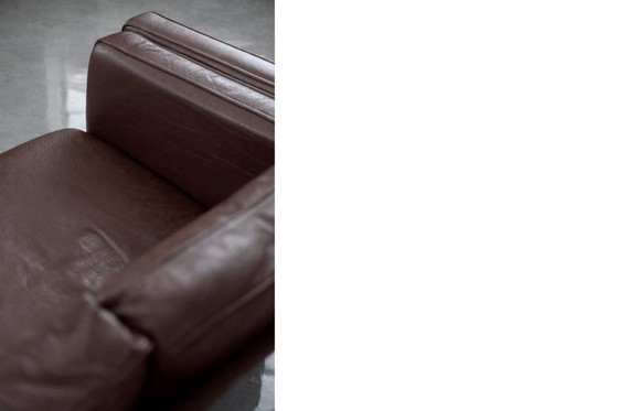 Image 1 of Divano vintage in pelle marrone, stile scandinavo moderno di metà secolo, anni '70