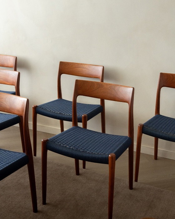 Image 1 of Danish Modern Teak Dining Chairs Model 77 by Niels Otto Møller for J.L. Møllers Møbelfabrik, Denmark, 1960s, Set of 6