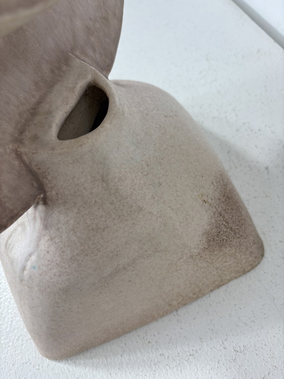 Image 1 of Large Brutalist Ceramic Sculpture with Circular Shapes Geometric Shape Woman ca. 1970