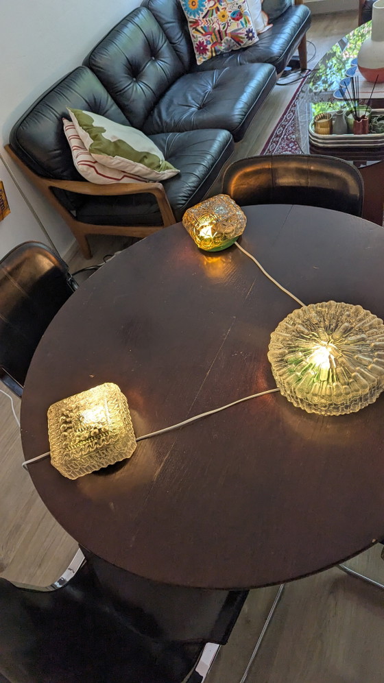 Image 1 of Set mit 3 Art-Deco-Wandleuchten, grünes Metall, strukturiertes Glas