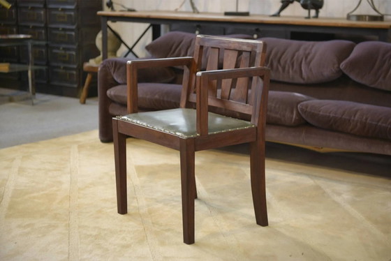 Arts & Crafts Sessel 1940er Jahre – Leder, Holz, Vintage (photo 5 of 12)