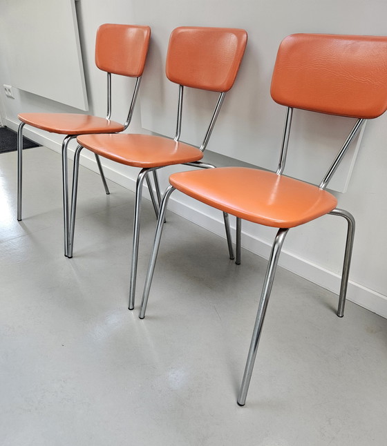 Image 1 of Sillas tubulares Brabantia, color naranja, años 70.