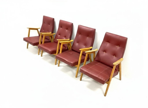 Set di 4 poltrone retrò, interni di Praga, anni '60, Cecoslovacchia