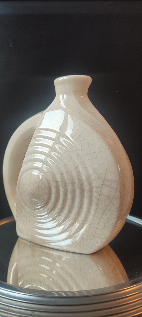 Image 1 of Pitcher, vintage crackled ceramic vase