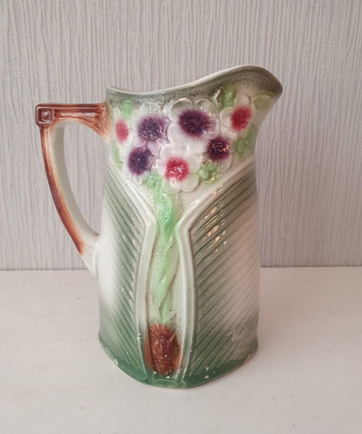 Canette Majolique / Barbotine – A.M.C. Belgique – Art Nouveau – vazen, Ceramic (photo 2 of 12)