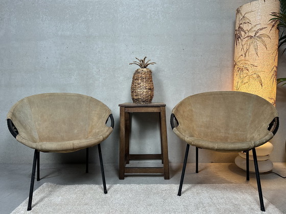 Image 1 of 2x Vintage Ballonstoelen - Lusch Erzeugnis - 1960’s