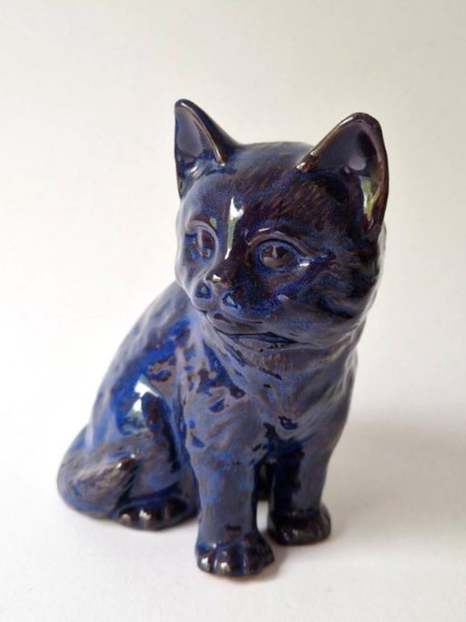 Revi Milo Denmark - Blue Ceramic Cat - Marked – beeldhouwkunst (photo 2 of 5)