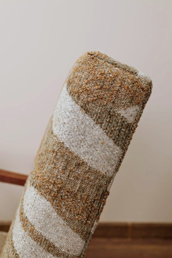 Image 1 of Modern armchair safari beige brown jacquard zig zag 