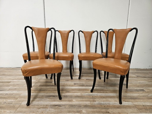 Set van 6 eetkamerstoelen van Vittorio Dassi uit de jaren 1950. – Wood